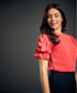 Sleeve Gathered Crepe Chiffon Top